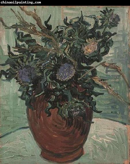 Vincent Van Gogh Flower Vase with Thistles