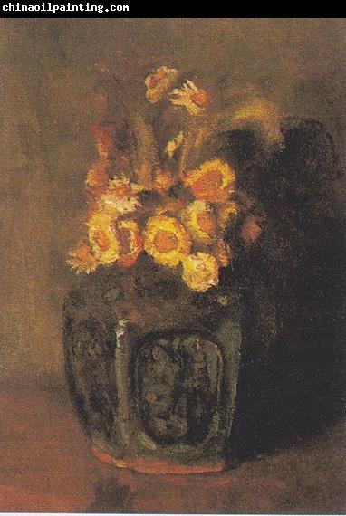 Vincent Van Gogh Ginger Pot with chrysanthemums