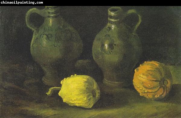 Vincent Van Gogh Still life with two jugs and pumpkins