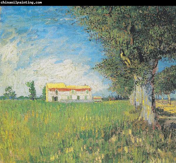 Vincent Van Gogh Farmhouse in a wheat field