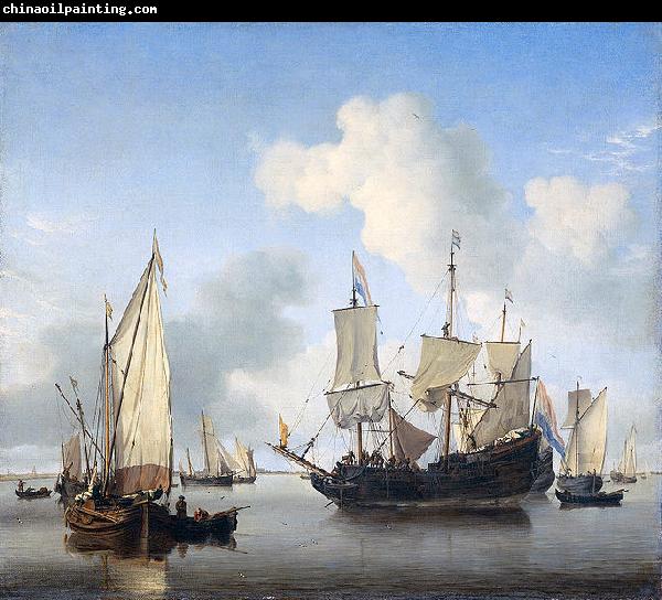 Willem Van de Velde The Younger Ships anchored offshore