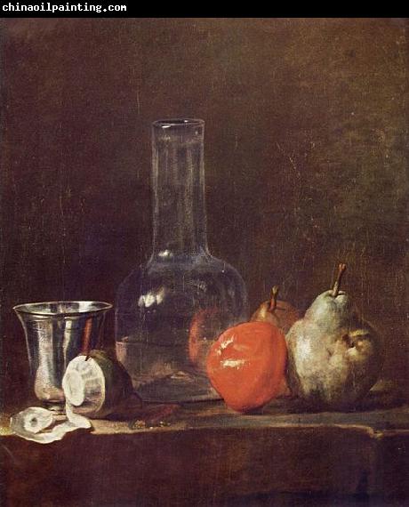 jean-Baptiste-Simeon Chardin Still Life with Glass Flask and Fruit