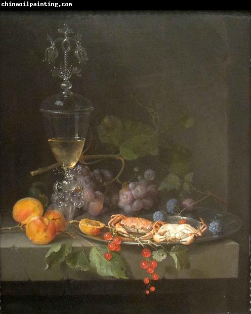 Abraham Mignon Still Life with Crabs on a Pewter Plate