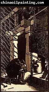 Akseli Gallen-Kallela Inspiration. Woodblock print