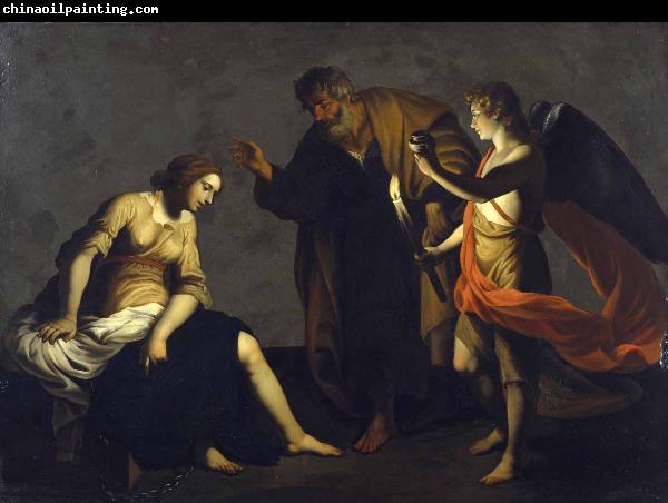 Alessandro Turchi Saint Agatha Attended by Saint Peter and an Angel in Prison