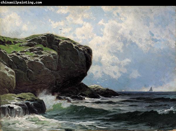 Alfred Thompson Bricher Rocky Head with Sailboats in Distance