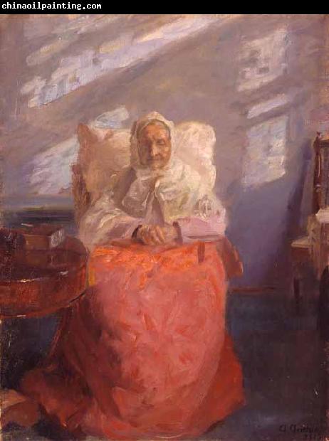 Anna Ancher Mrs Ane Brndum in the blue room