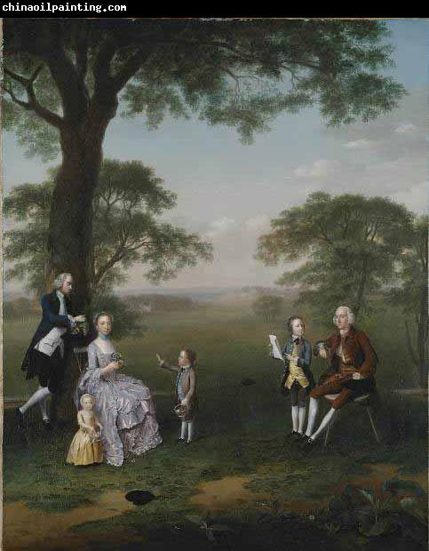 Arthur Devis The Clavey family in their garden at Hampstead