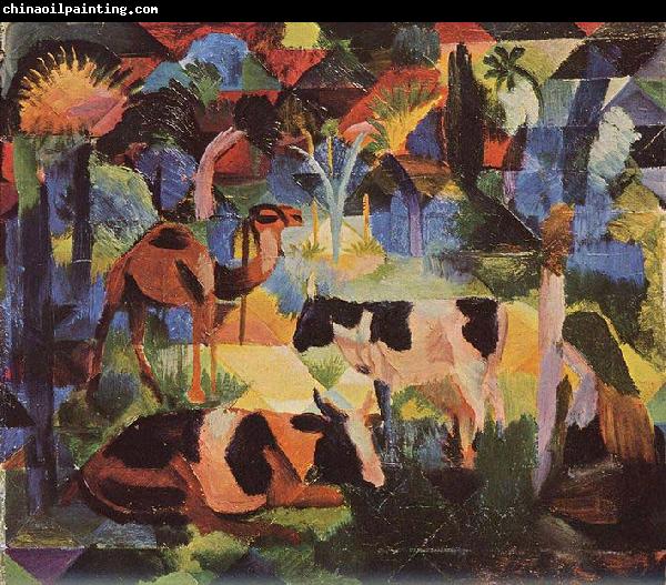 August Macke Landschaft mit Kuhen und Kamel