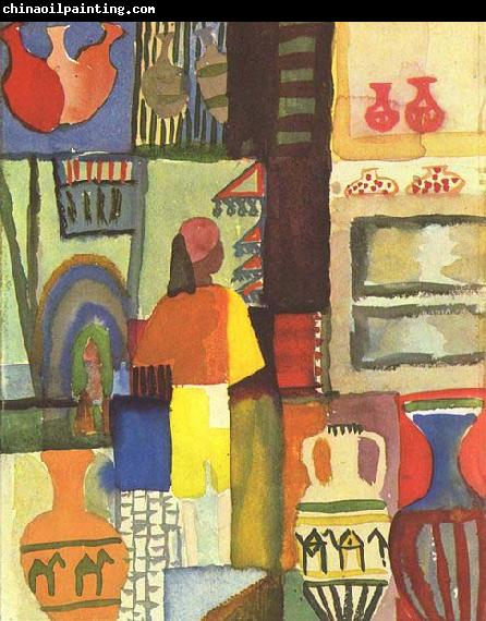 August Macke Handler mit Krugen