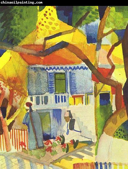 August Macke Innenhof des Landhauses in St. Germain