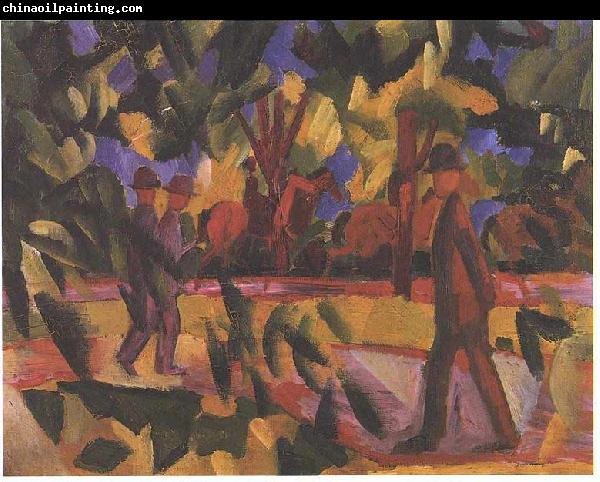 August Macke Riders and walkers at a parkway