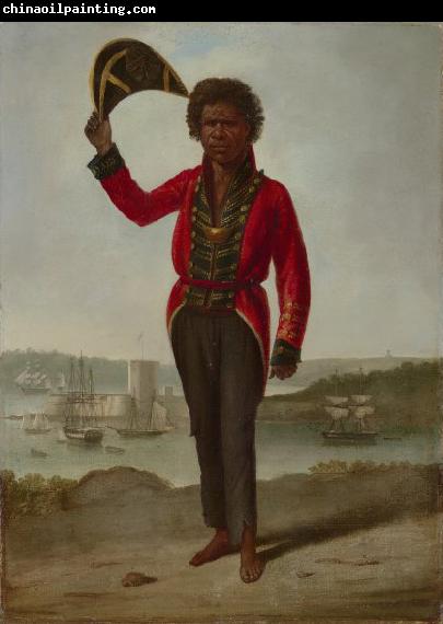 Augustus Earle Portrait of Bungaree, a native of New South Wales, with Fort Macquarie, Sydney Harbour,