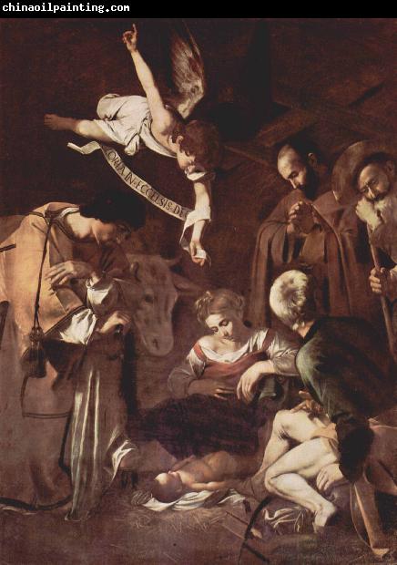 Caravaggio Nativity with St. Francis and St Lawrence