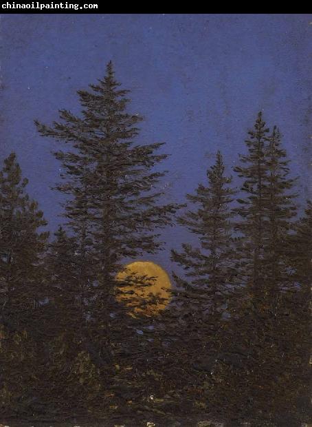 Carl Gustav Carus Aufgehender Vollmond hinter Tannen