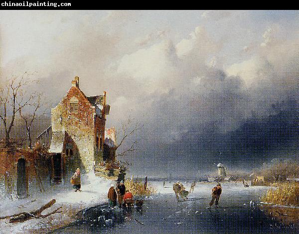 Charles Leickert Ice View With Skaters