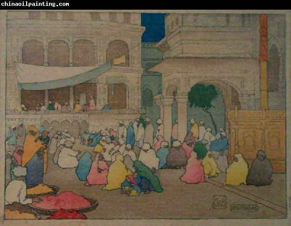 Charles W. Bartlett Amritsar [India], color woodblock print by Charles W. Bartlett, 1916, Honolulu Academy of Arts