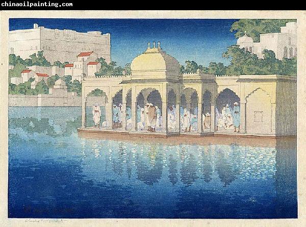 Charles W. Bartlett Prayers at Sunset, Udaipur, India, woodblock print by Charles W. Bartlett, 1919, Honolulu Academy of Arts