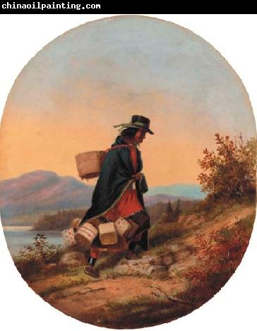 Cornelius Krieghoff Indian Basket Seller in Autumn Landscape