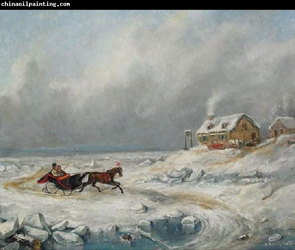 Cornelius Krieghoff Ice Road, Near Quebec