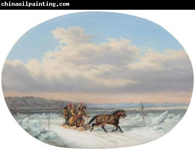 Cornelius Krieghoff Crossing the Ice at Quebec'