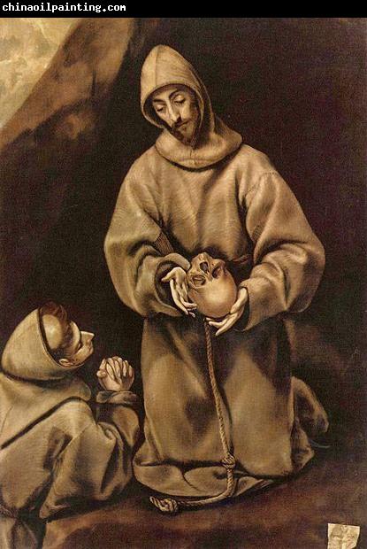 El Greco Hl. Franziskus und Bruder Leo, uber den Tod meditierend