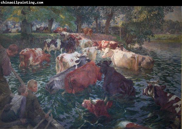 Emile Claus Cows crossing the Lys River