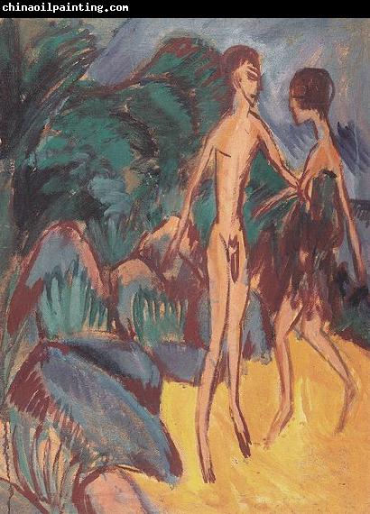 Ernst Ludwig Kirchner Nackter Jungling und Madchen am Strand