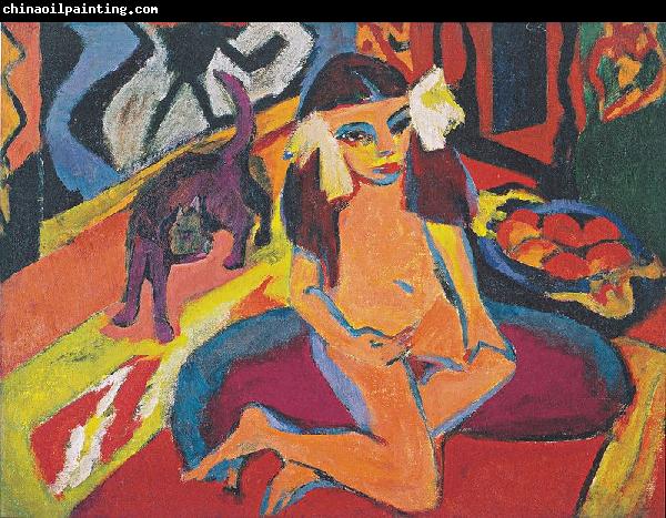 Ernst Ludwig Kirchner Madchen mit Katze