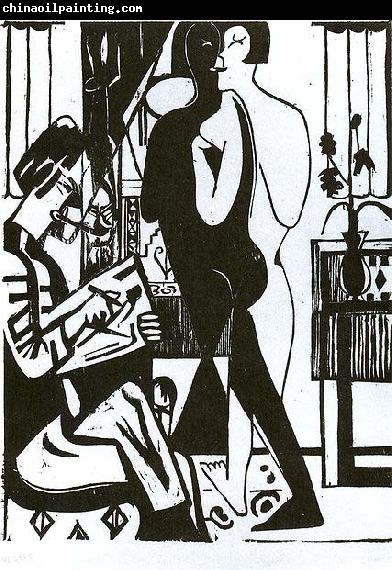 Ernst Ludwig Kirchner Painter and modell - woodcut