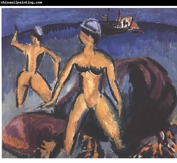 Ernst Ludwig Kirchner Two women at the sea