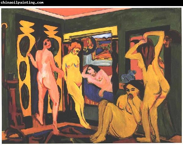 Ernst Ludwig Kirchner Bathing women in a room