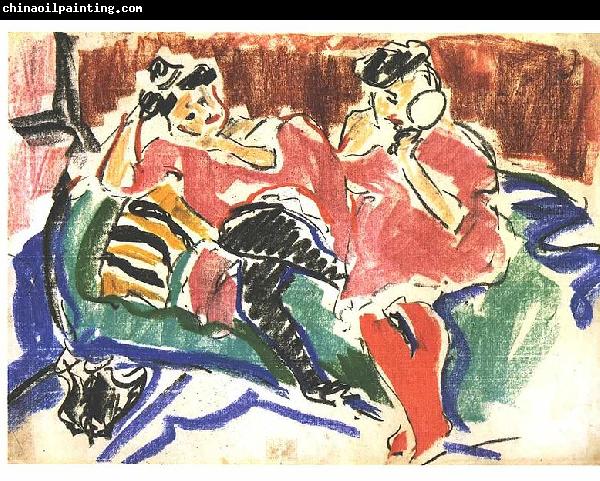 Ernst Ludwig Kirchner Two women at a couch