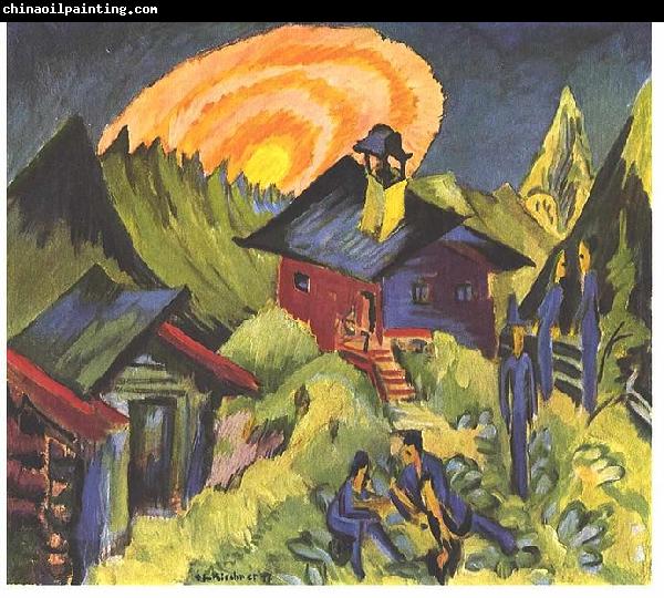 Ernst Ludwig Kirchner Moon rising at the Staffelalp