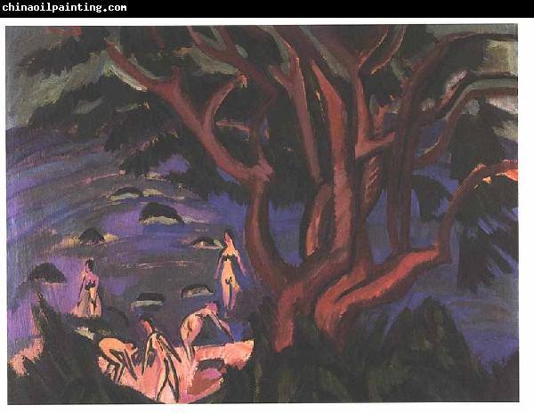 Ernst Ludwig Kirchner red tree on the beach