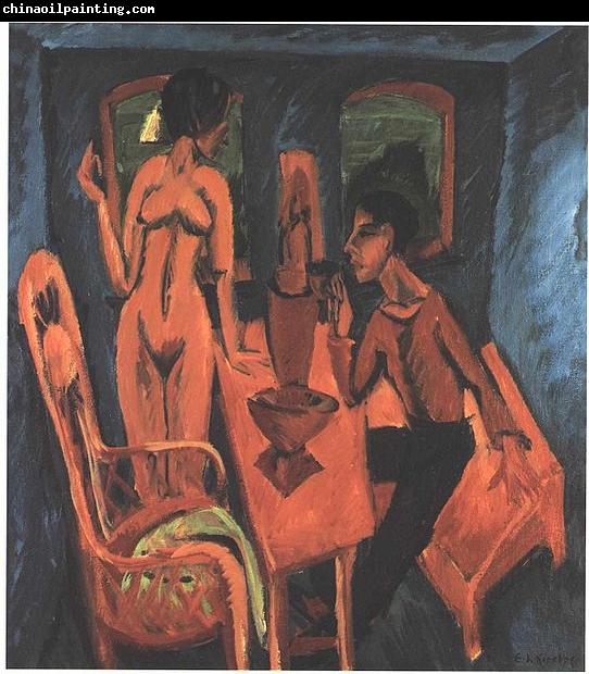 Ernst Ludwig Kirchner Tower room - Selfportrait with Erna