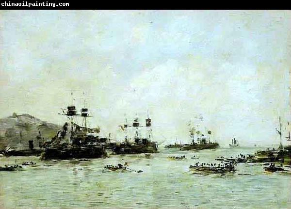 Eugene Boudin Villefranche Navios de guerra