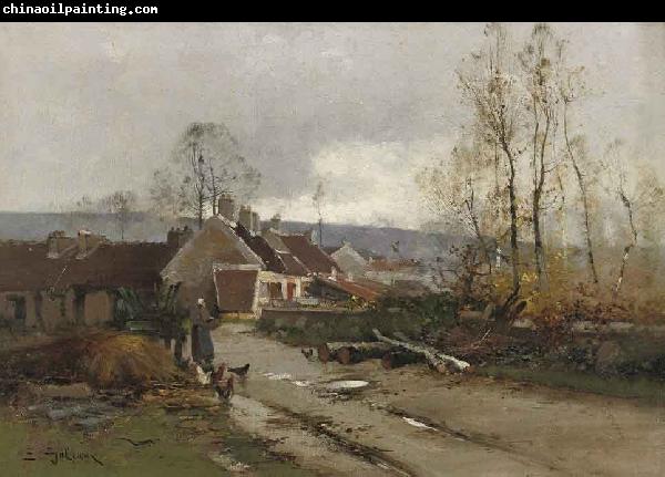 Eugene Galien-Laloue Feeding the chickens