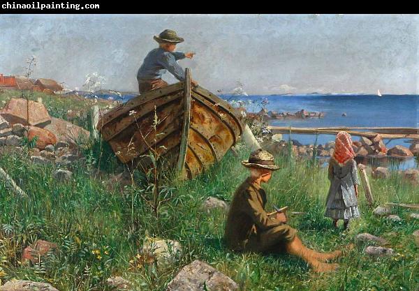 Ferdynand Ruszczyc An archipelago scenery with children