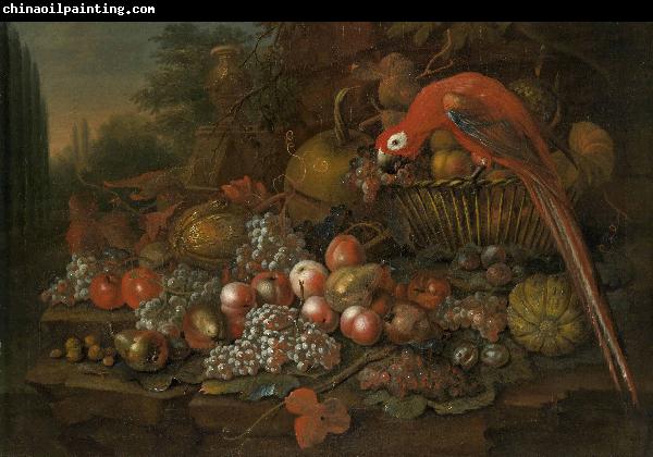 Francis Sartorius Still life with fruits and a parrot