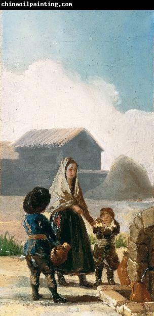 Francisco de Goya A woman and two children by a fountain