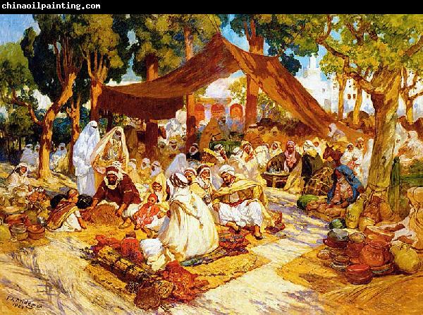 Frederick Arthur Bridgman An evening gathering at a North-African encampment