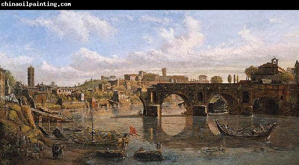 Gaspar Van Wittel View of the River Tiber with the Ponte Rotto and the Aventine Hill