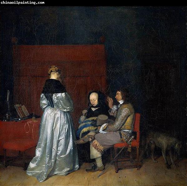 Gerard ter Borch the Younger Three Figures conversing in an Interior, known as The Paternal Admonition