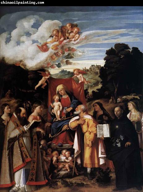 Giovanni Cariani Virgin Enthroned with Angels and Saints