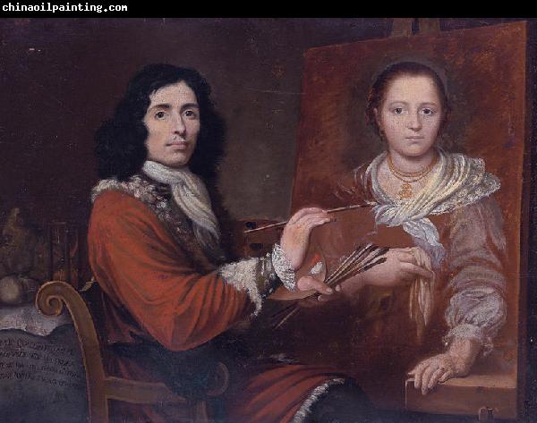 Giulio Quaglio Self Portrait of the Artist Painting his Wife