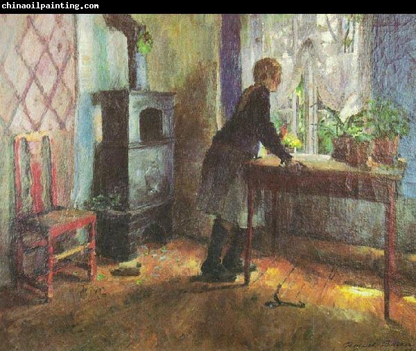 Harriet Backer Pike ved vinduet