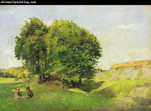 Harriet Backer To barn og tregruppe