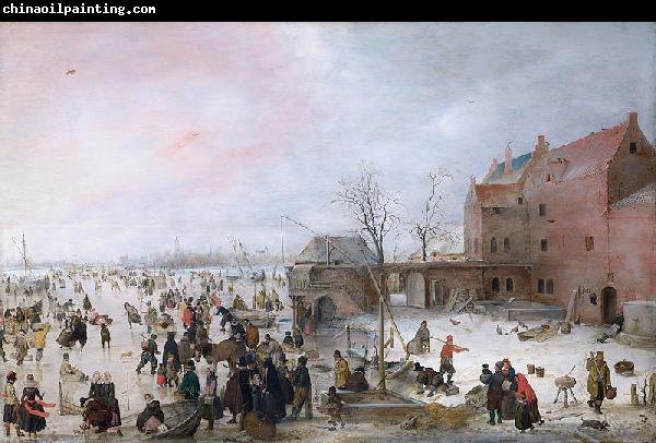 Hendrick Avercamp A Scene on the Ice near a Brewery