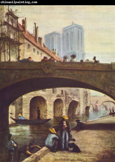 Honore Daumier Der Kunstler vor Notre Dame